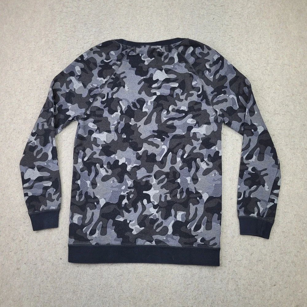 Nike Rally Boyfriend Logo Graphic Gray‎ Camo Print Womens XS Crew Sweatshirt